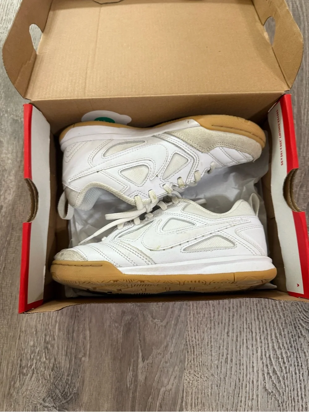 Nike Kids White Sneakers with Gum Sole